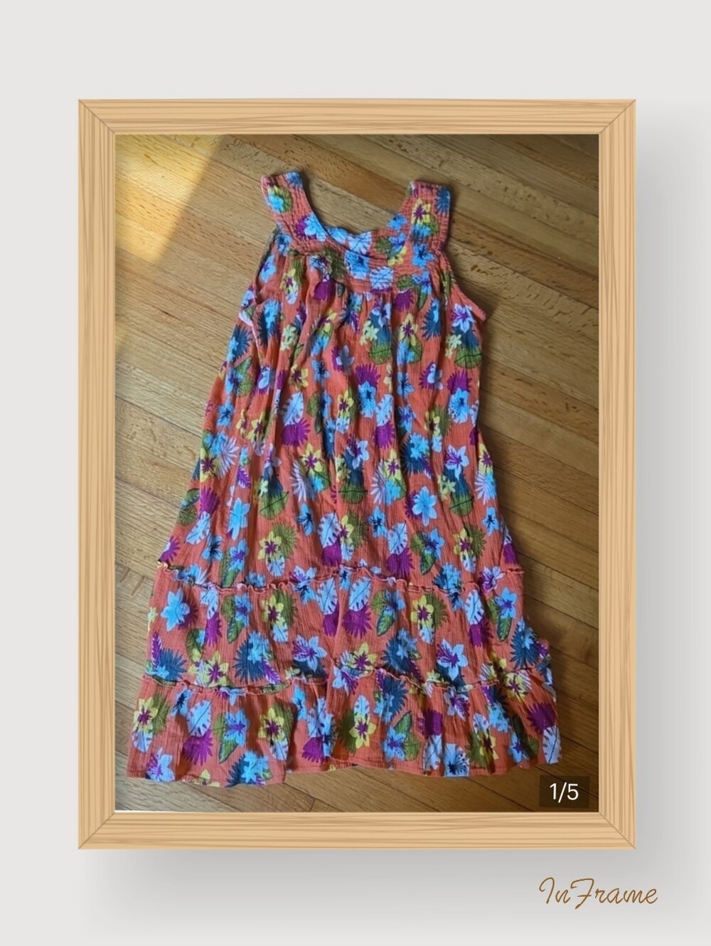 Anthony Richards Orange Floral Swim Coverup Or Sundress with Multicolor Blooms